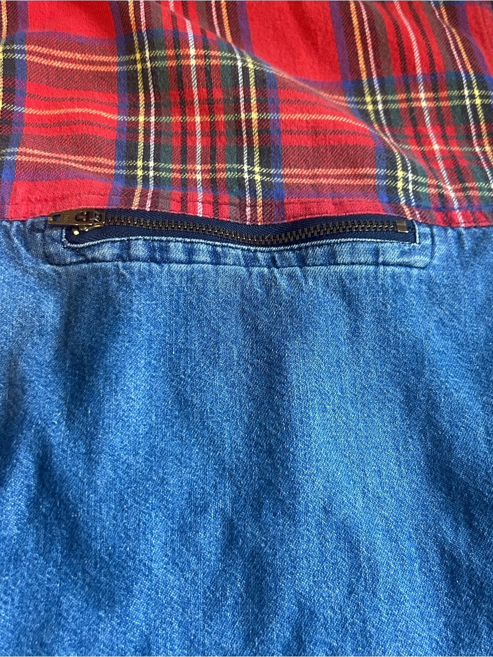 Vintage Marsha Sport Patchwork Denim Plaid Pullover 90s Grunge Top - Picture 12 of 14